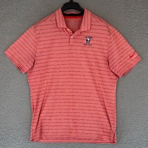 Nike Dri-Fit Men's Large Coral Striped Polo Shirt 2019 US Open Pebble Beach